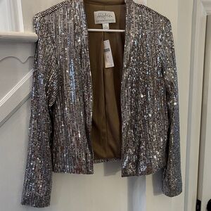 Mare Mare for Anthropologie Silver Sequin Blazer